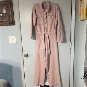 JustFab Blush Long Sleeve Button-Down romper